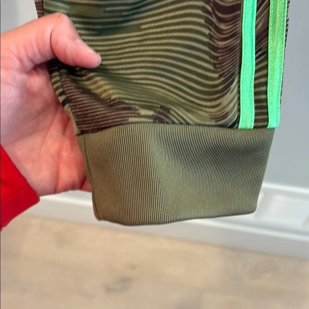 Adidas Green Sweatpants with Neon Stripes